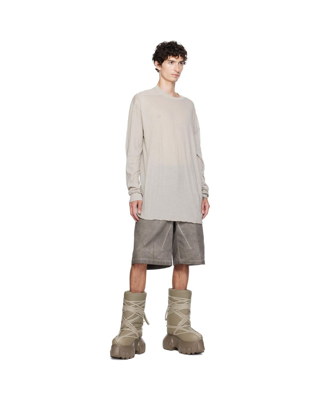 Rick Owens Green Taupe Tower Megalace Lunar Mega Tractor Boots for men