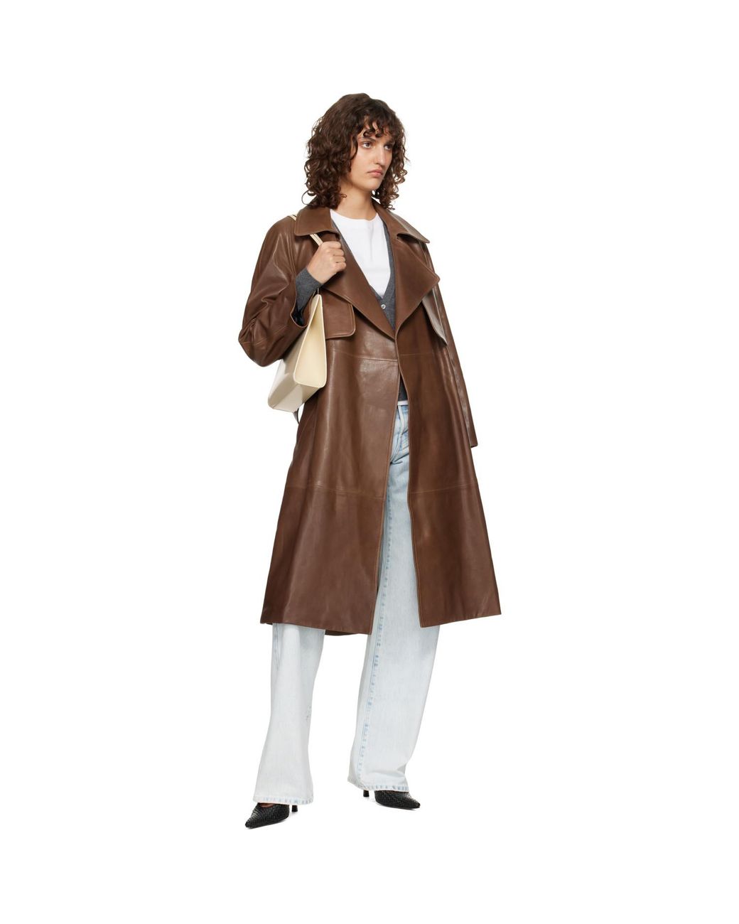 Nour Hammour Black Cisley Leather Trench Coat