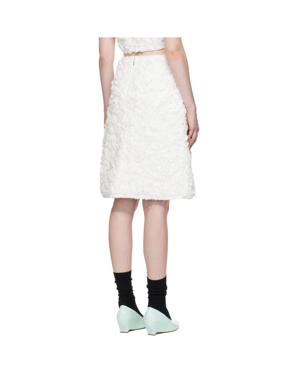 ShuShu/Tong White A-Line Midi Skirt