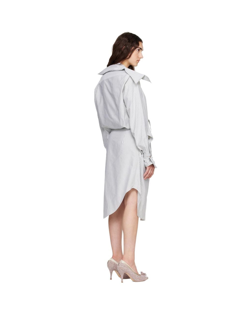 Vivienne Westwood Gray Drunken Shirt Midi Dress