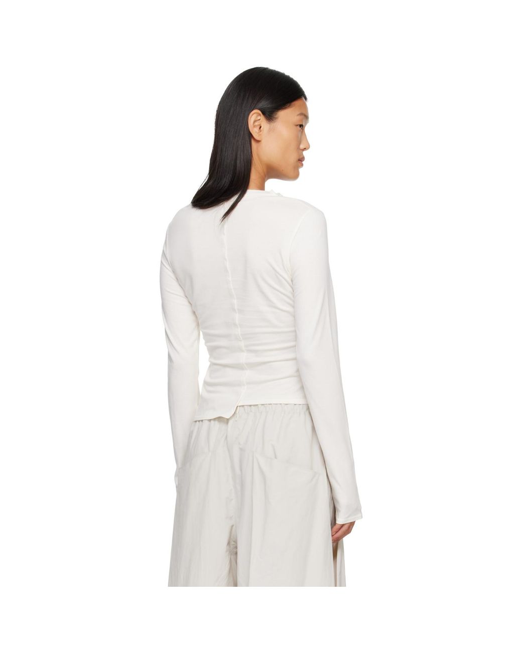 Y-3 White Off- W Ftd Ls T-Shirt