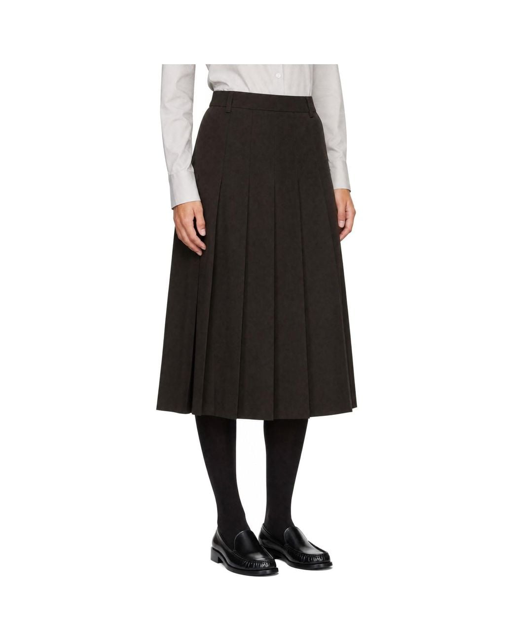 DUNST Black Pleats Midi Skirt