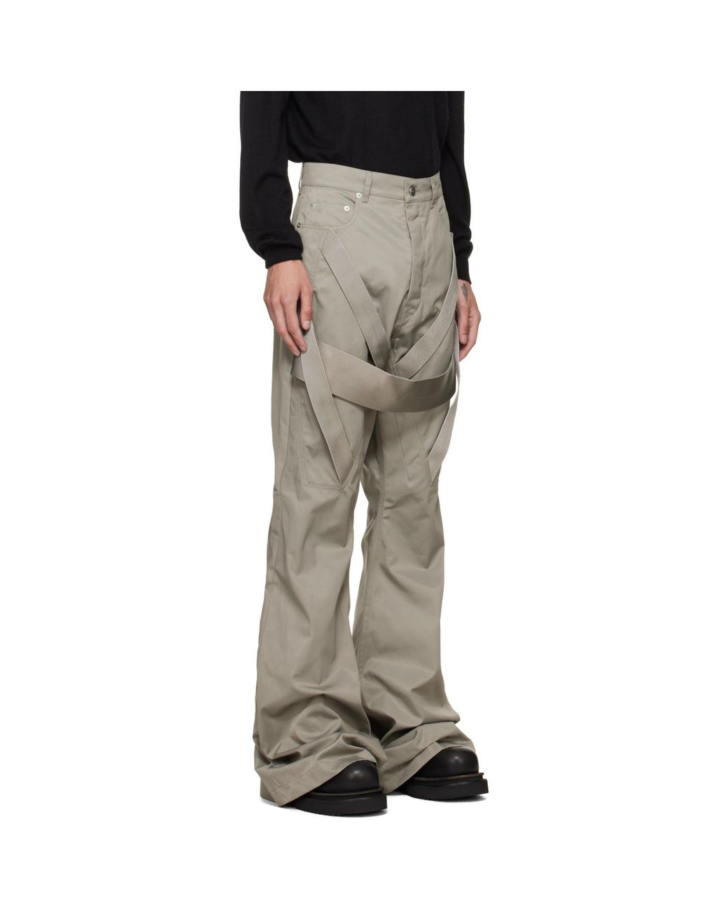Rick Owens Gray Tower Megastrapped Bolan Bootcut Trousers for men