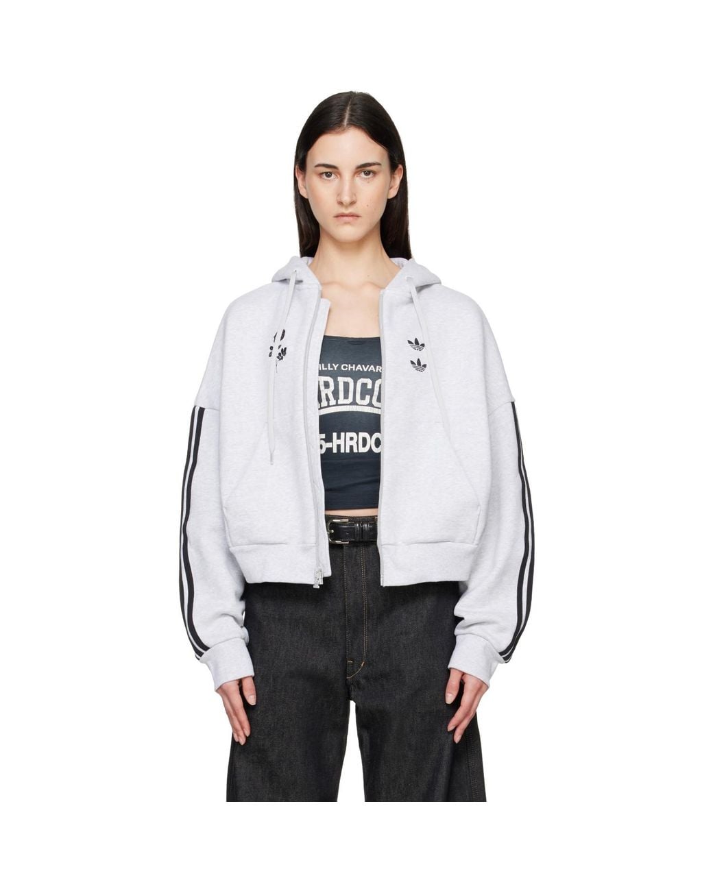 Willy Chavarria White Adidas Originals Edition Full Zip Logo Hoodie