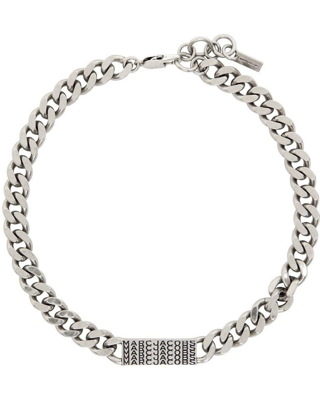 Marc Jacobs Silver 'the Barcode Monogram Id Chain' Necklace in Metallic