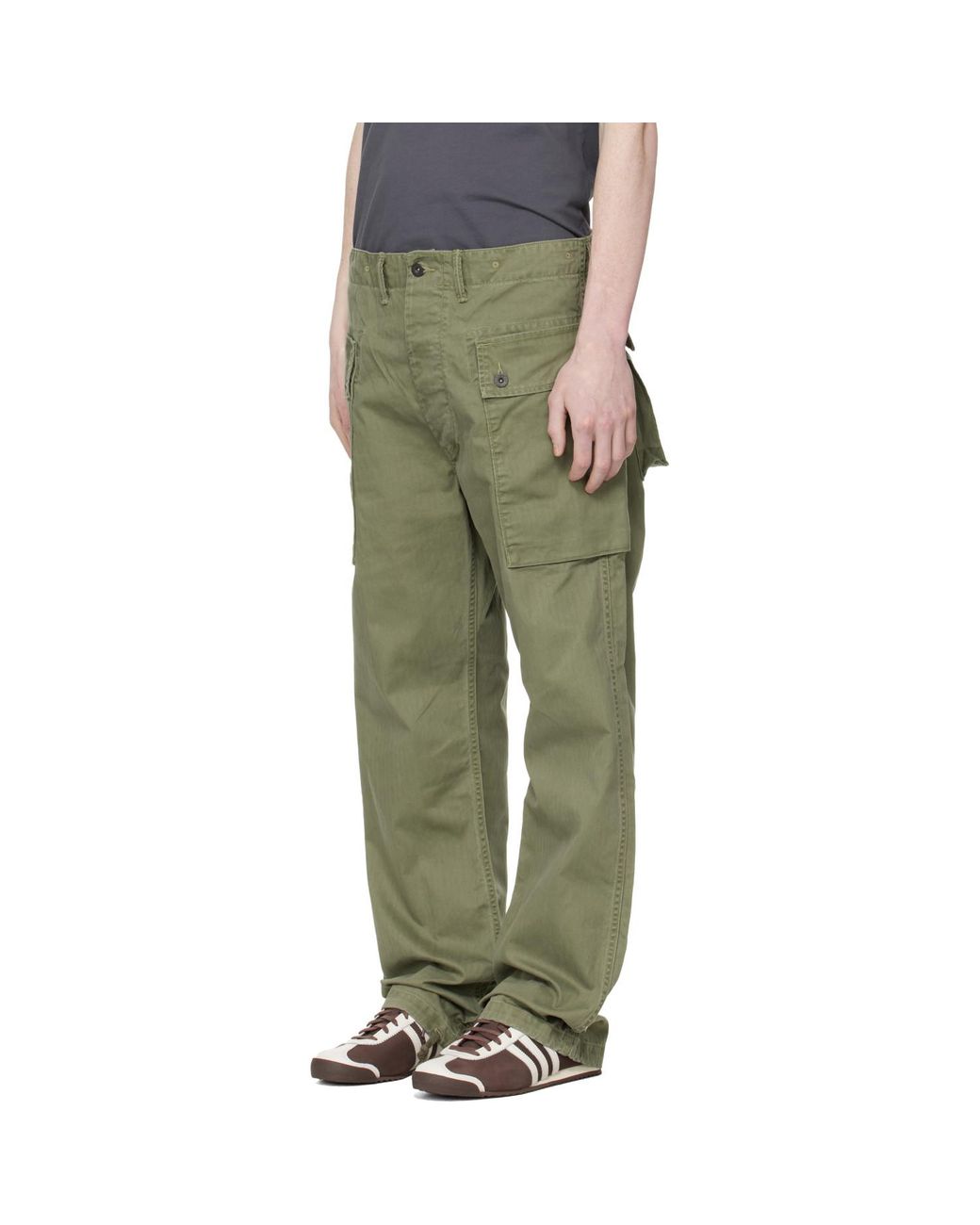 RRL Green Herringbone Field Cargo Pants for men