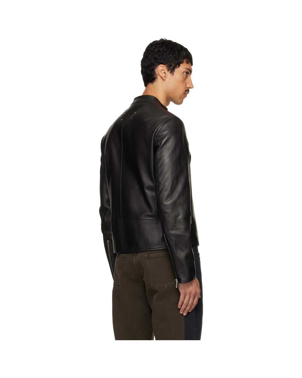 Maison Margiela Black 5-Zip Leather Jacket for men