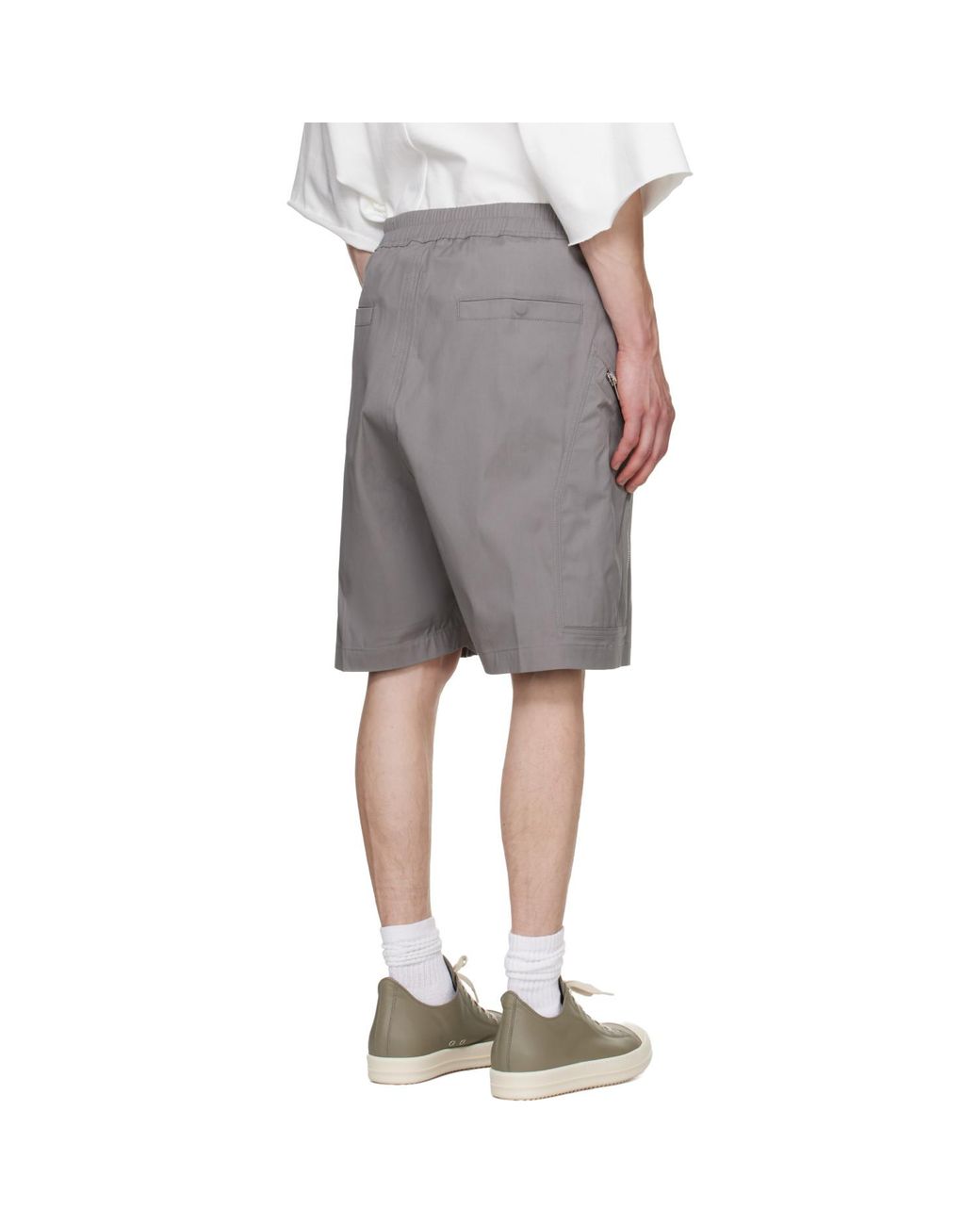 Rick Owens Gray Tower Heizer Cargo Shorts for men