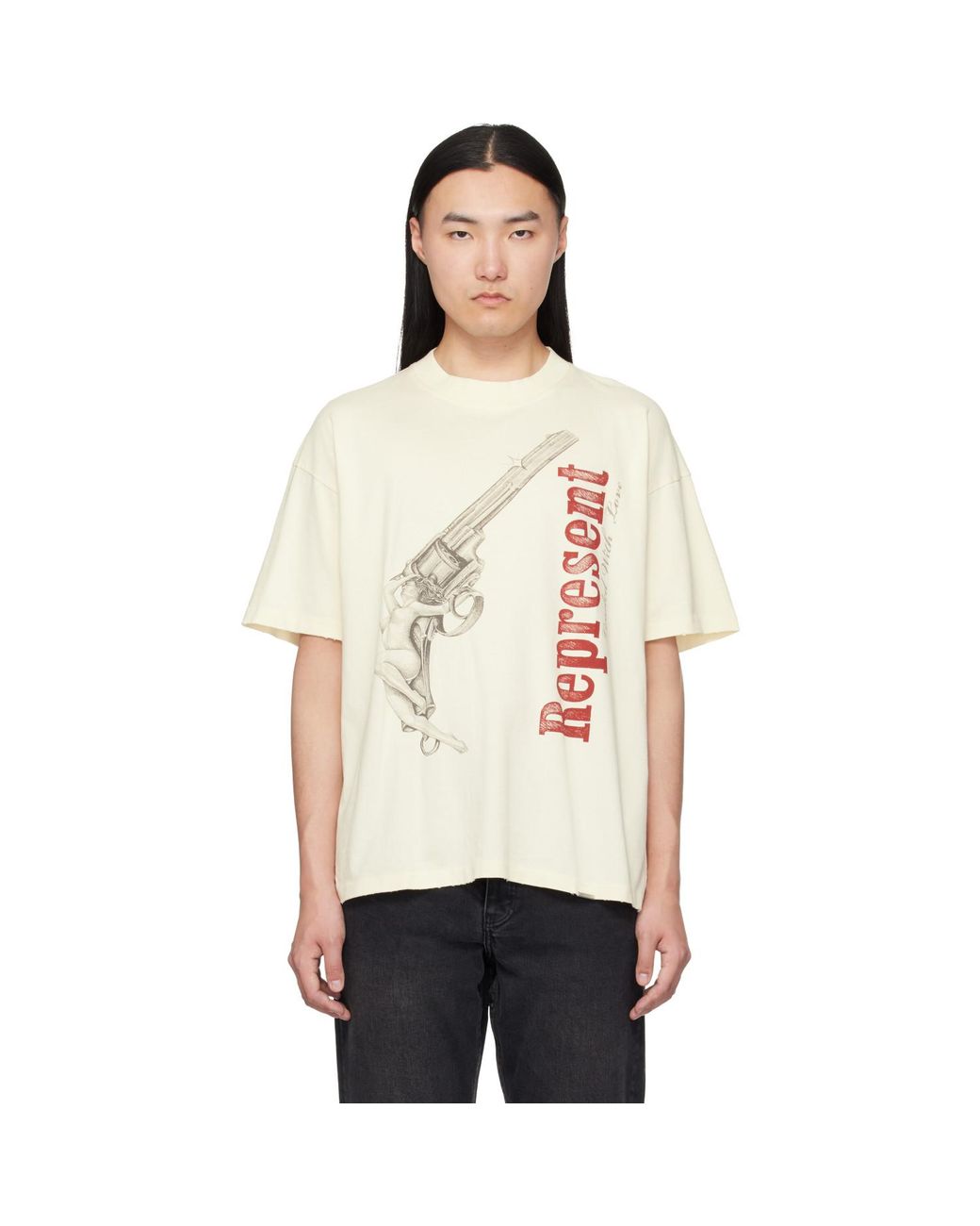 Represent Natural Off- 'Loaded With Love' T-Shirt for men