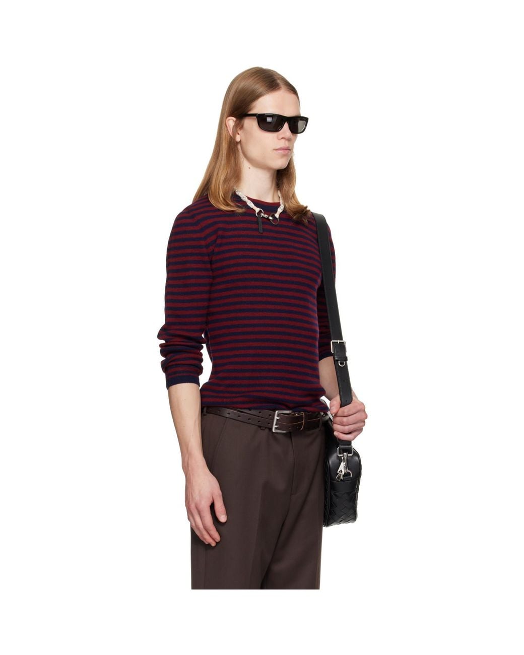 TONYWACK Purple Merino Wool Essential Stripe Sweater for men