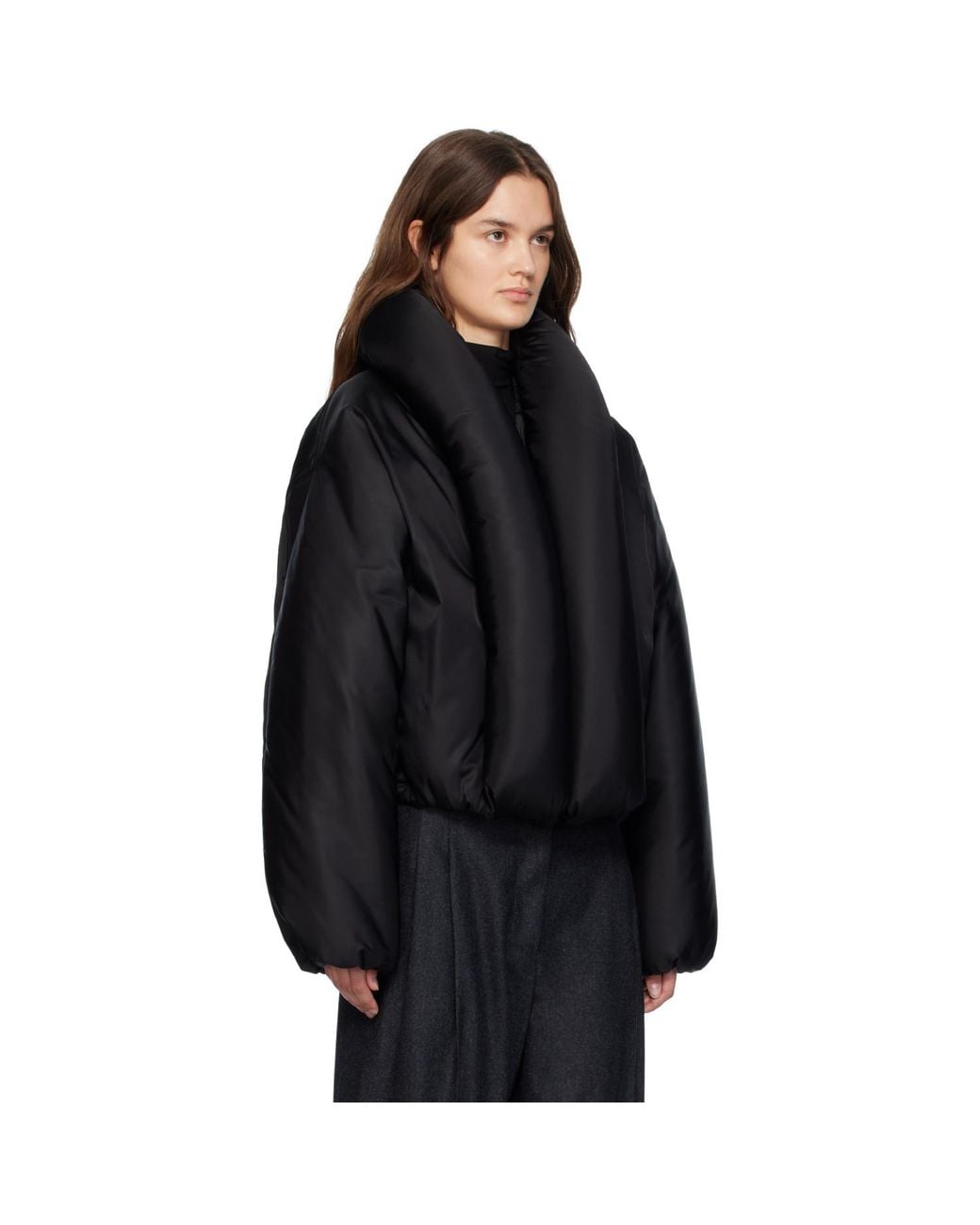 Alaïa Black Alaïa Taffeta Padded Bomber Jacket