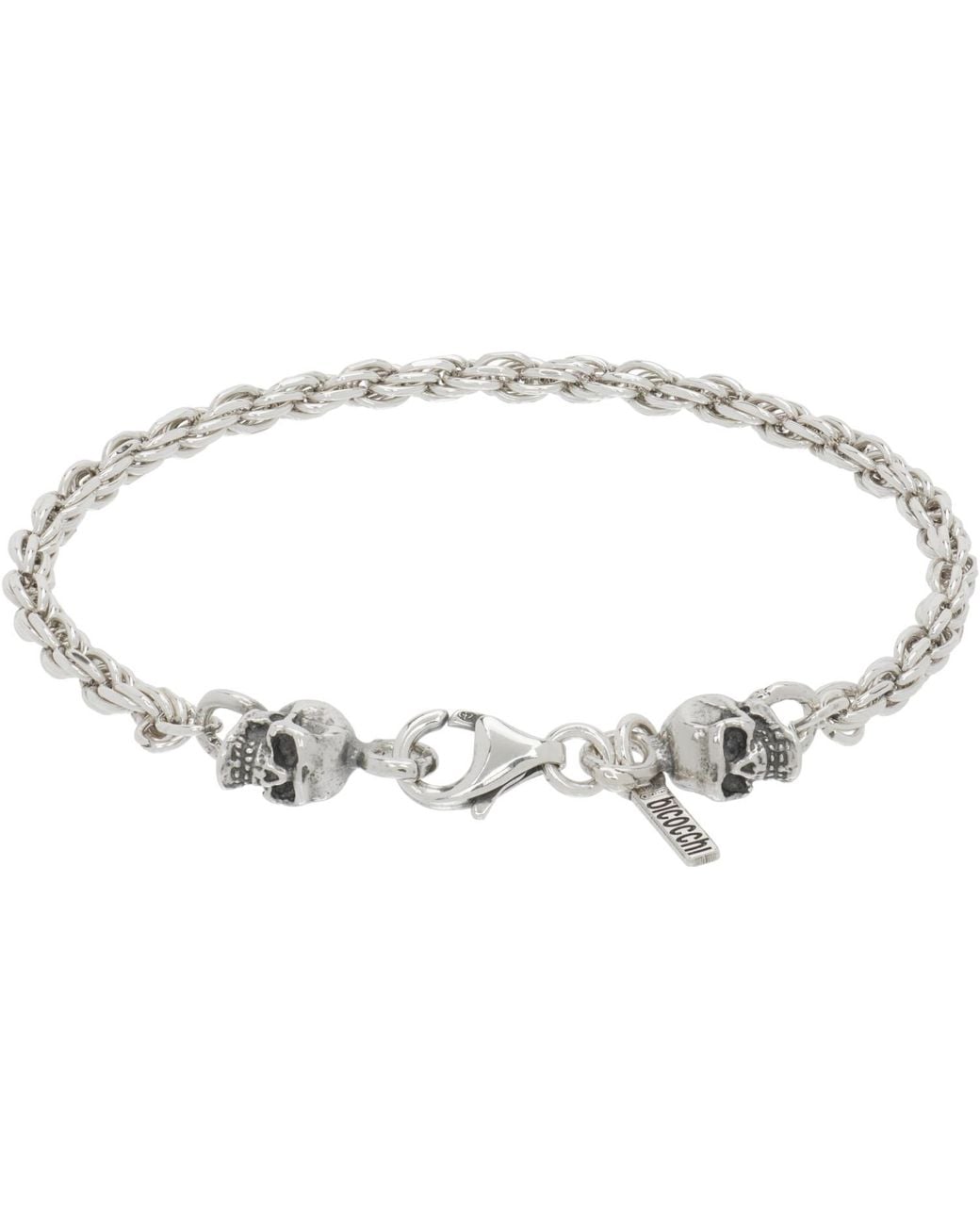 Emanuele Bicocchi Metallic Ssense Exclusive Skull Bracelet for men