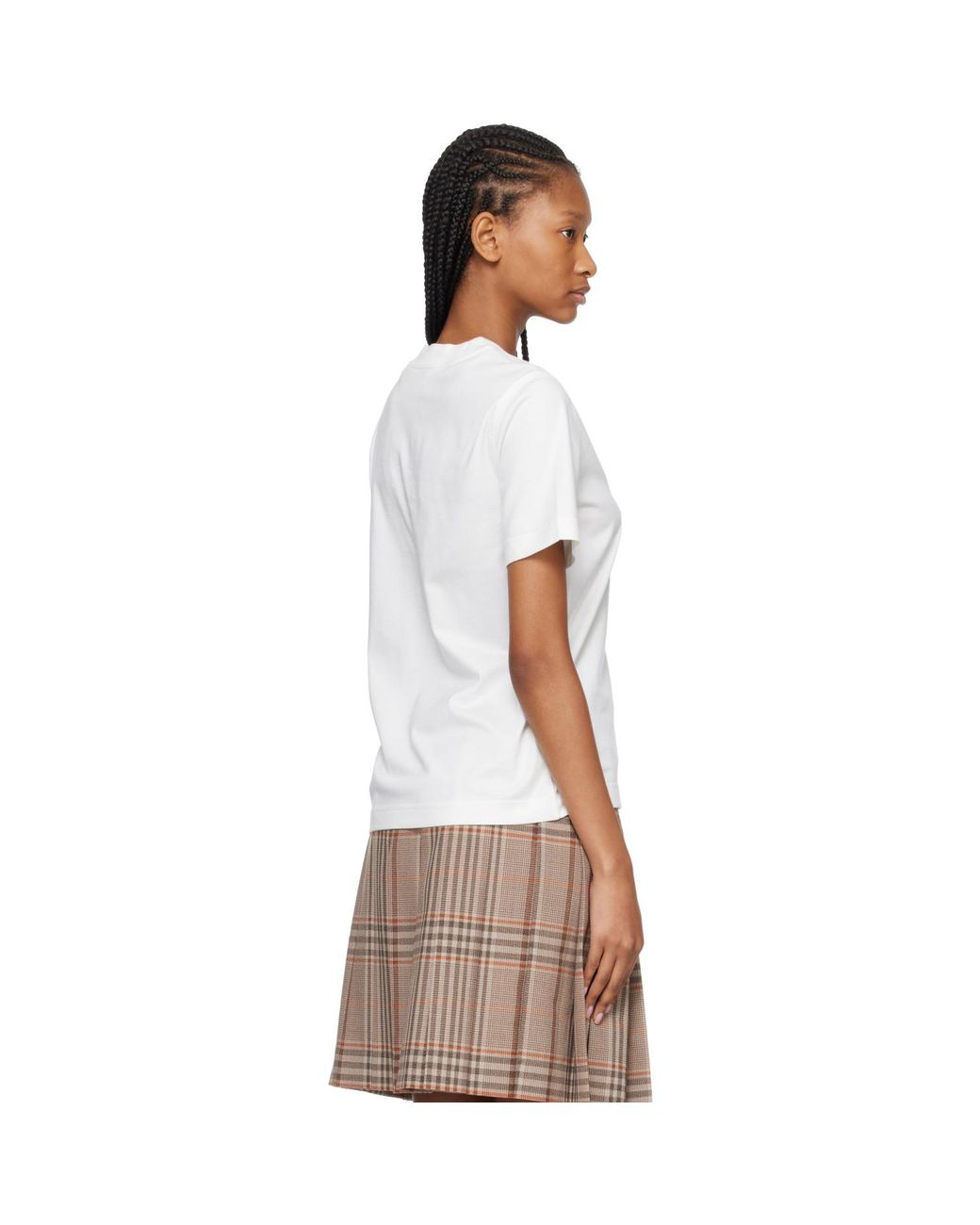 Burberry White Knight Check Cotton T-Shirt