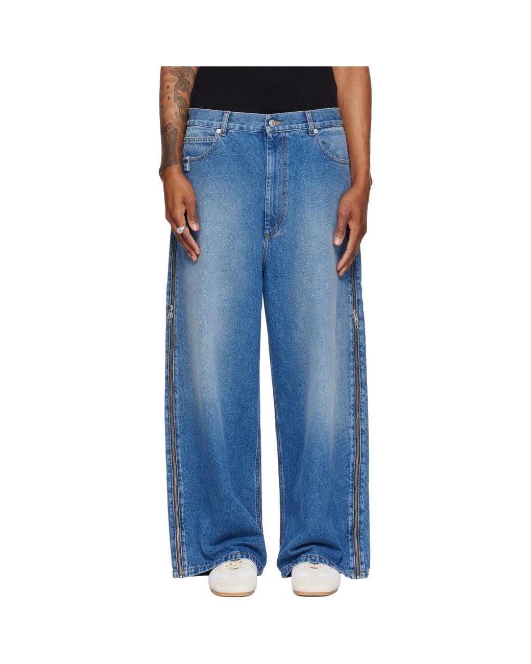 Lu'u Dan Blue Side Zip Jeans for men