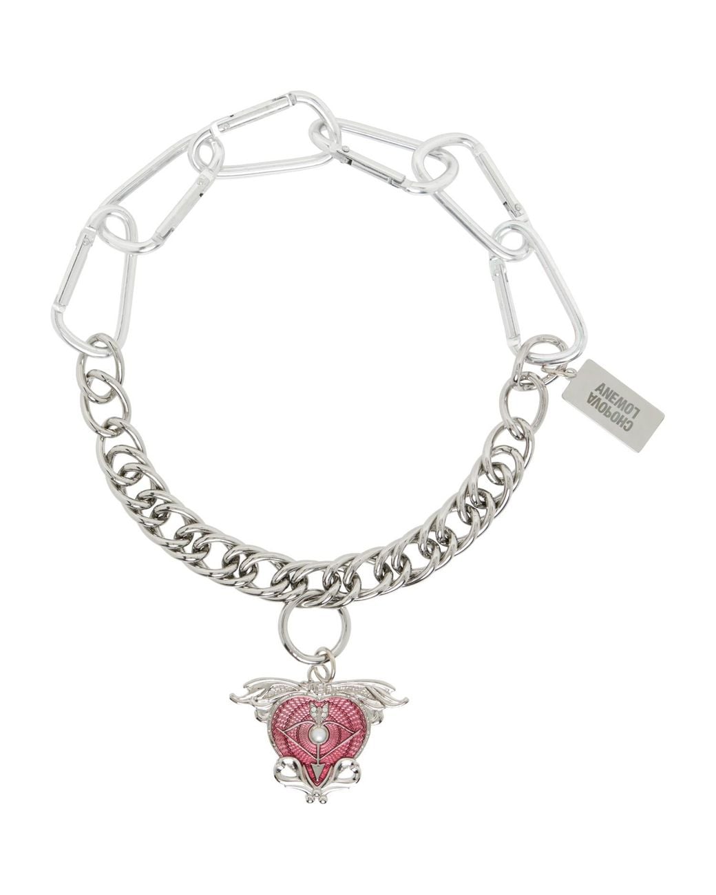 Chopova Lowena Metallic Cupid's Arrow Carabiner Necklace for men