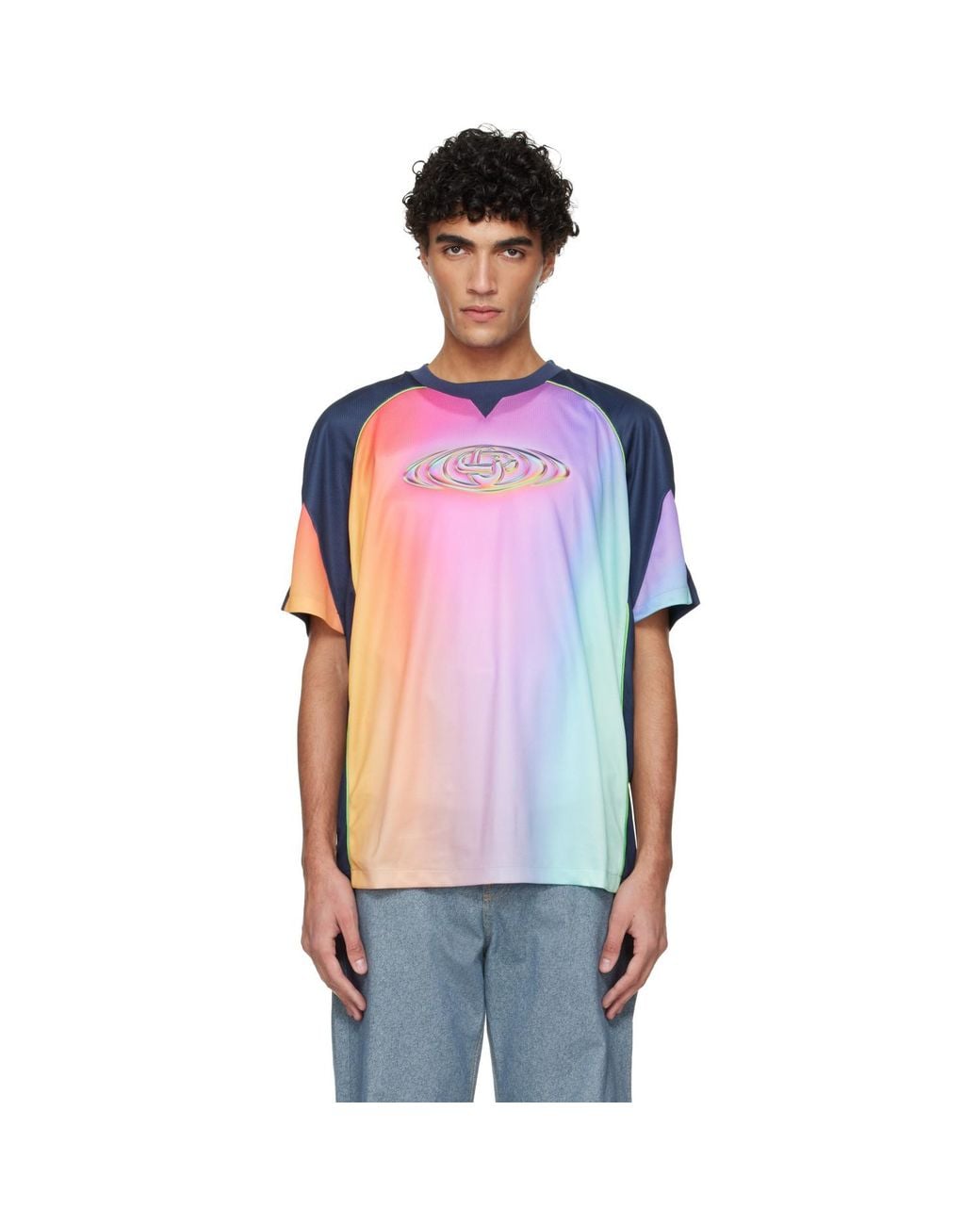 Casablanca Blue Short Sleeve Football T-Shirt for men