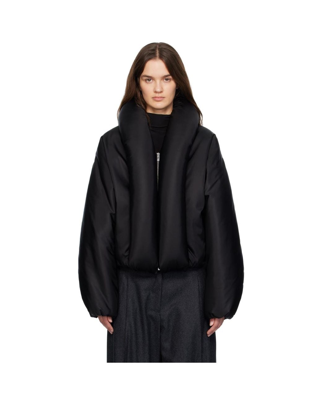 Alaïa Black Alaïa Taffeta Padded Bomber Jacket