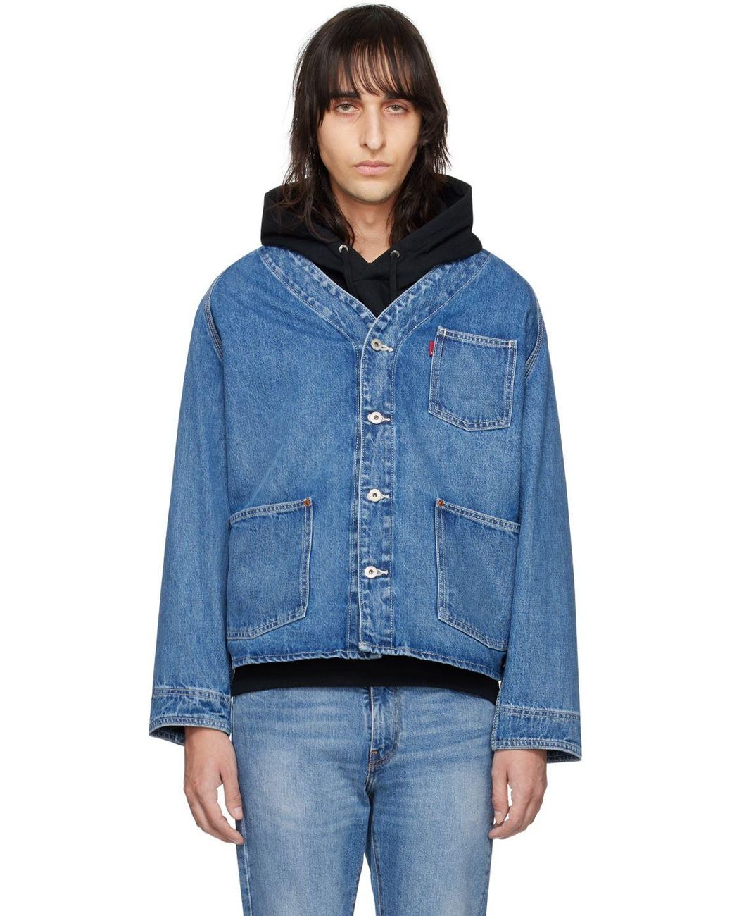 Levi's Blue Union Engineer Denim Cardigan for Men | Lyst
