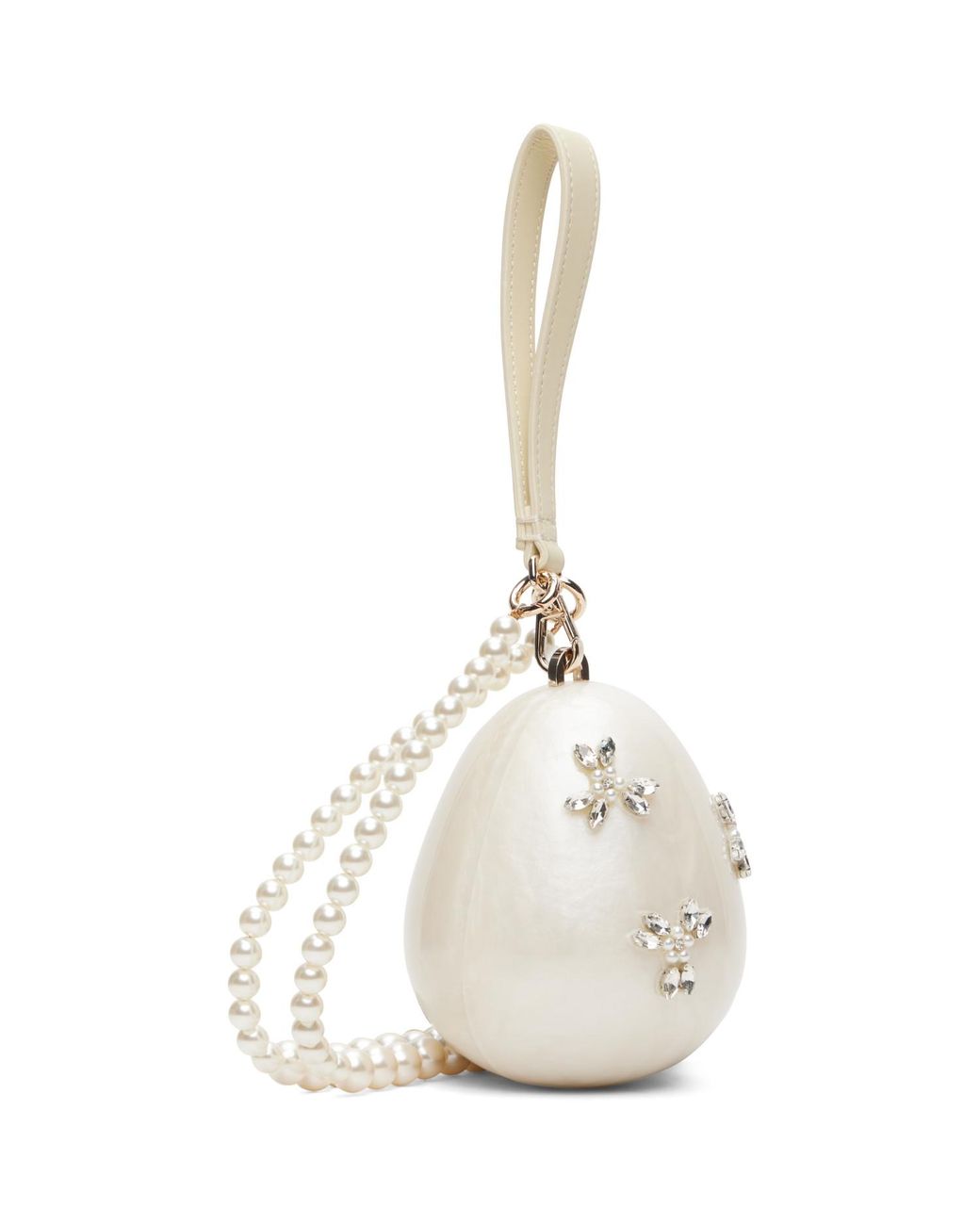 Simone Rocha Metallic Off- Embellished Pearl Crossbody Micro Egg Bag