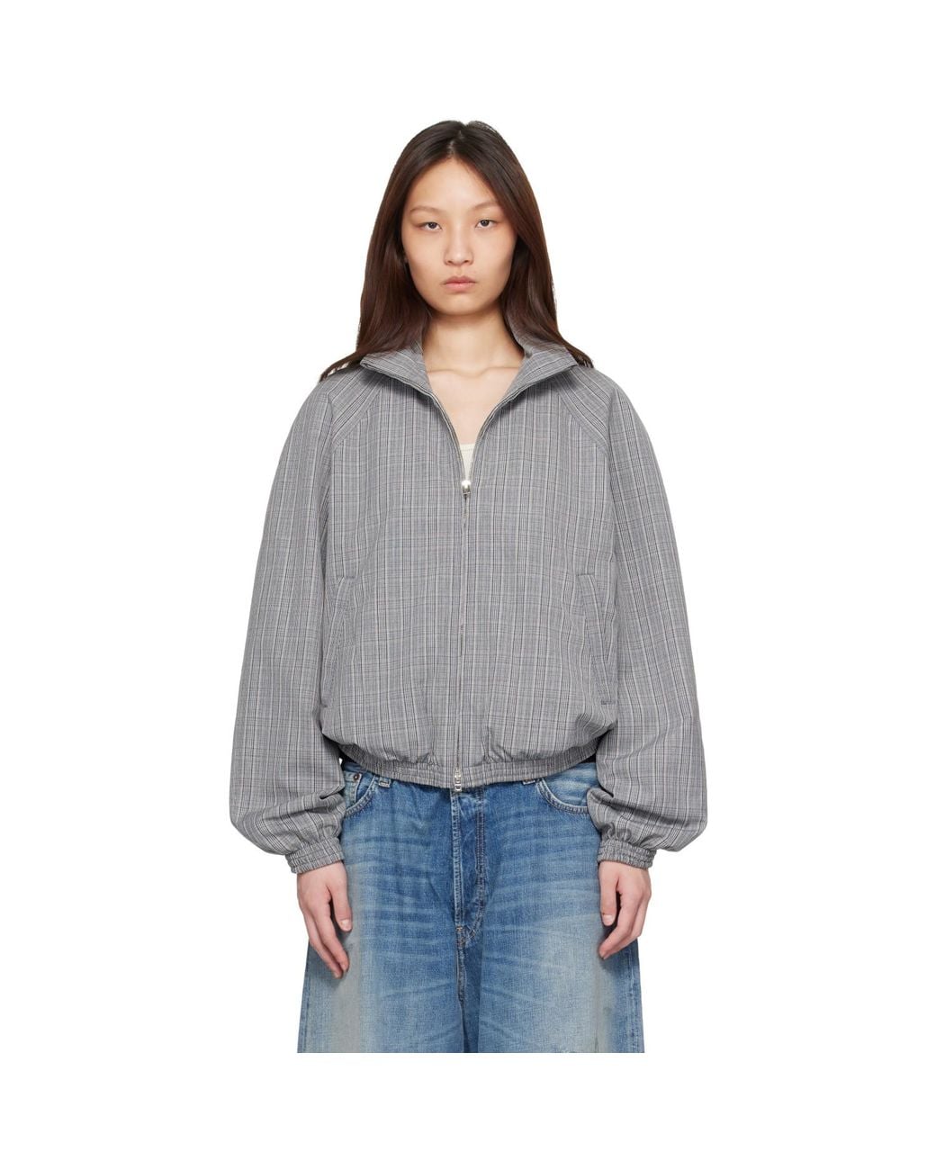 Acne Gray Technical Check Jacket