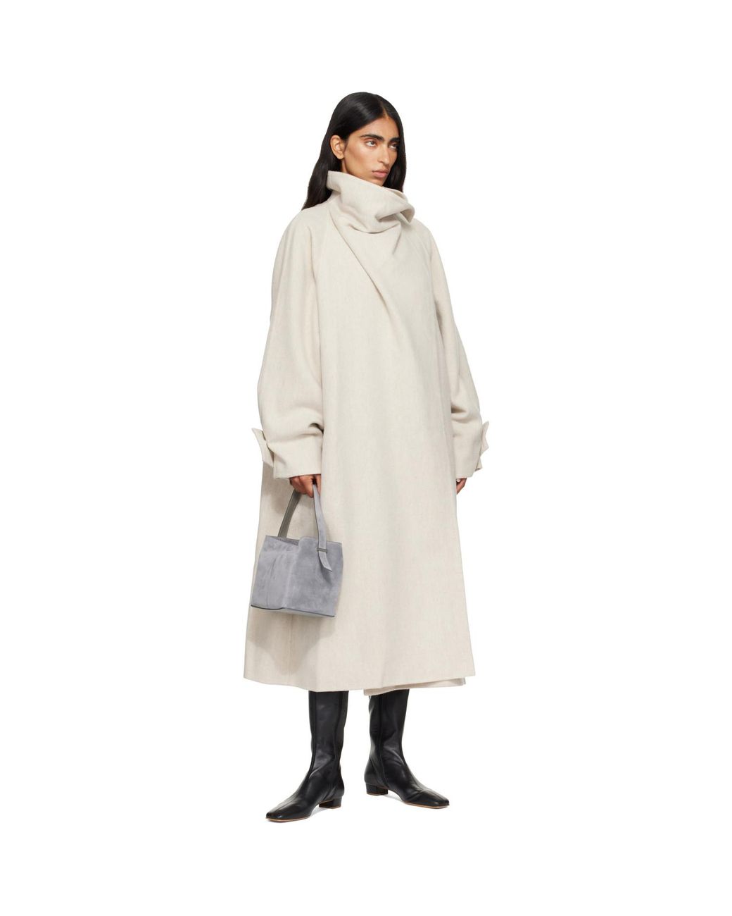 LE17SEPTEMBRE Natural Cowl Neck Handmade Long Coat