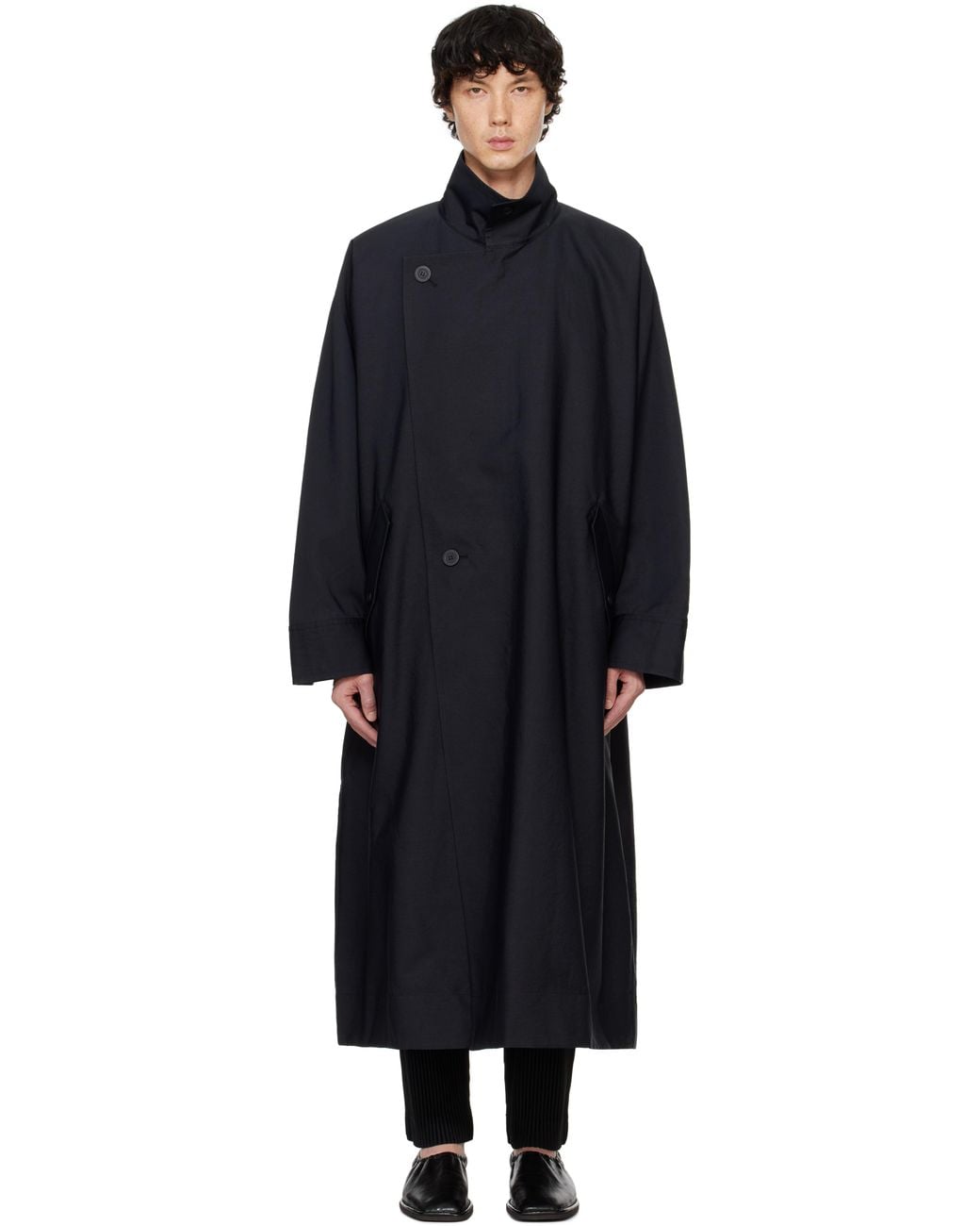 Homme Plissé Issey Miyake Blank Coat in Black for Men | Lyst