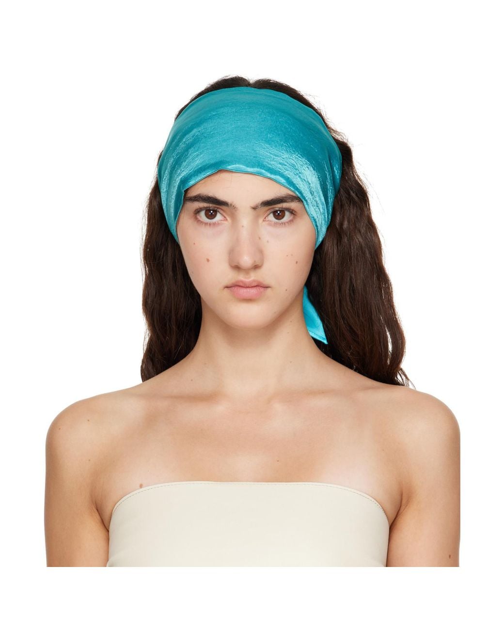 MERRMA Blue Ssense Exclusive Froisse Bandeau Headband
