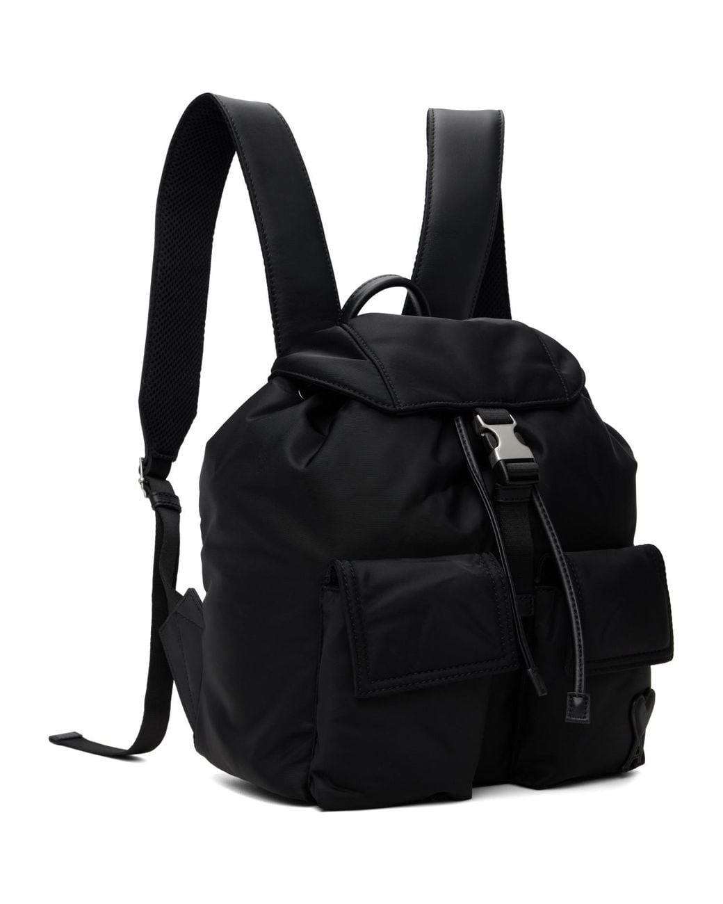 AMI Black Small Nylon Marcel Flap Backpack for men