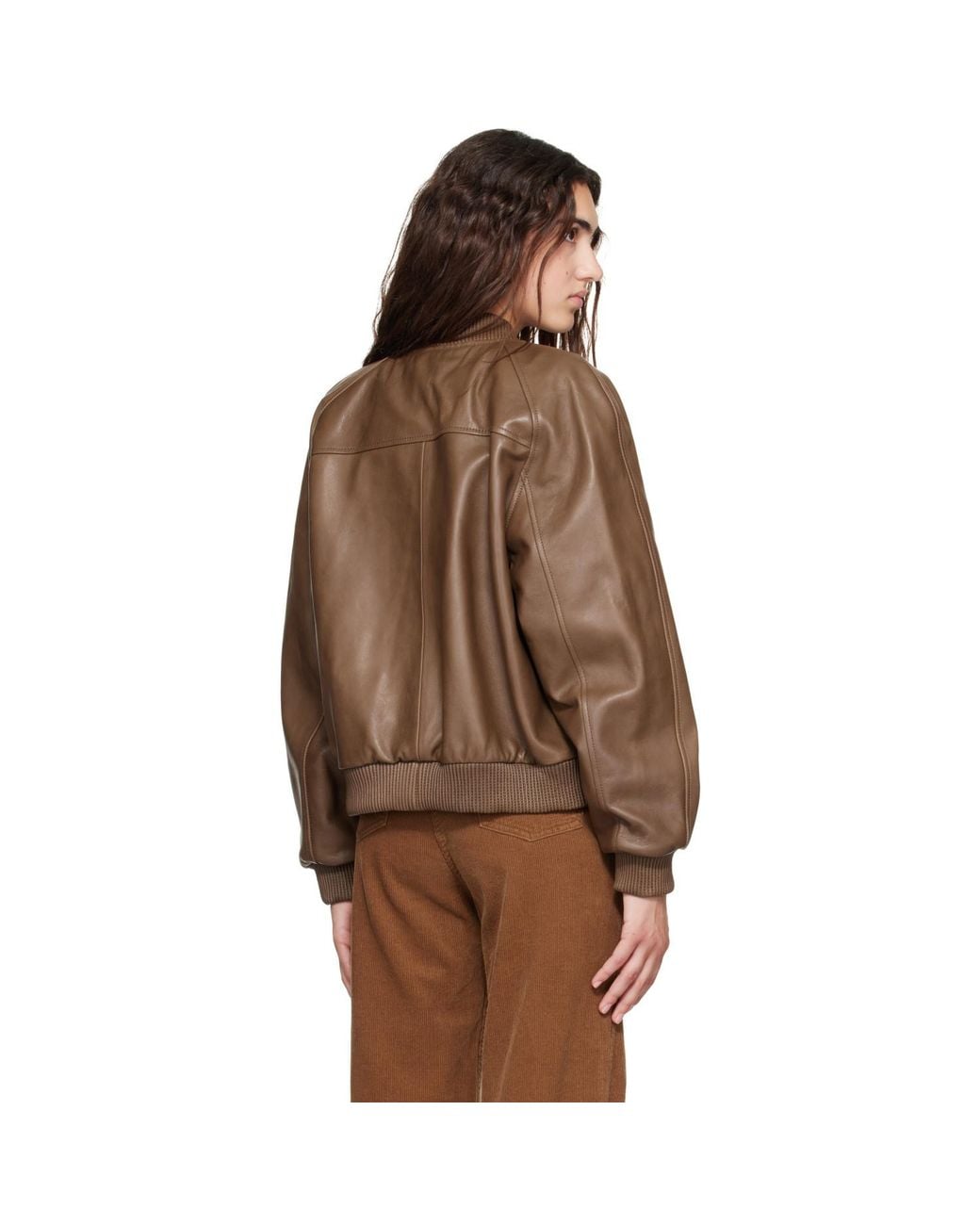 NOTHING WRITTEN Brown Roche Leather Bomber Jacket
