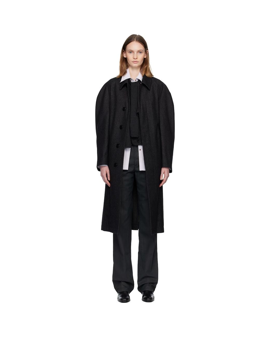 Lemaire Raglan Sleeve Coat in Black | Lyst