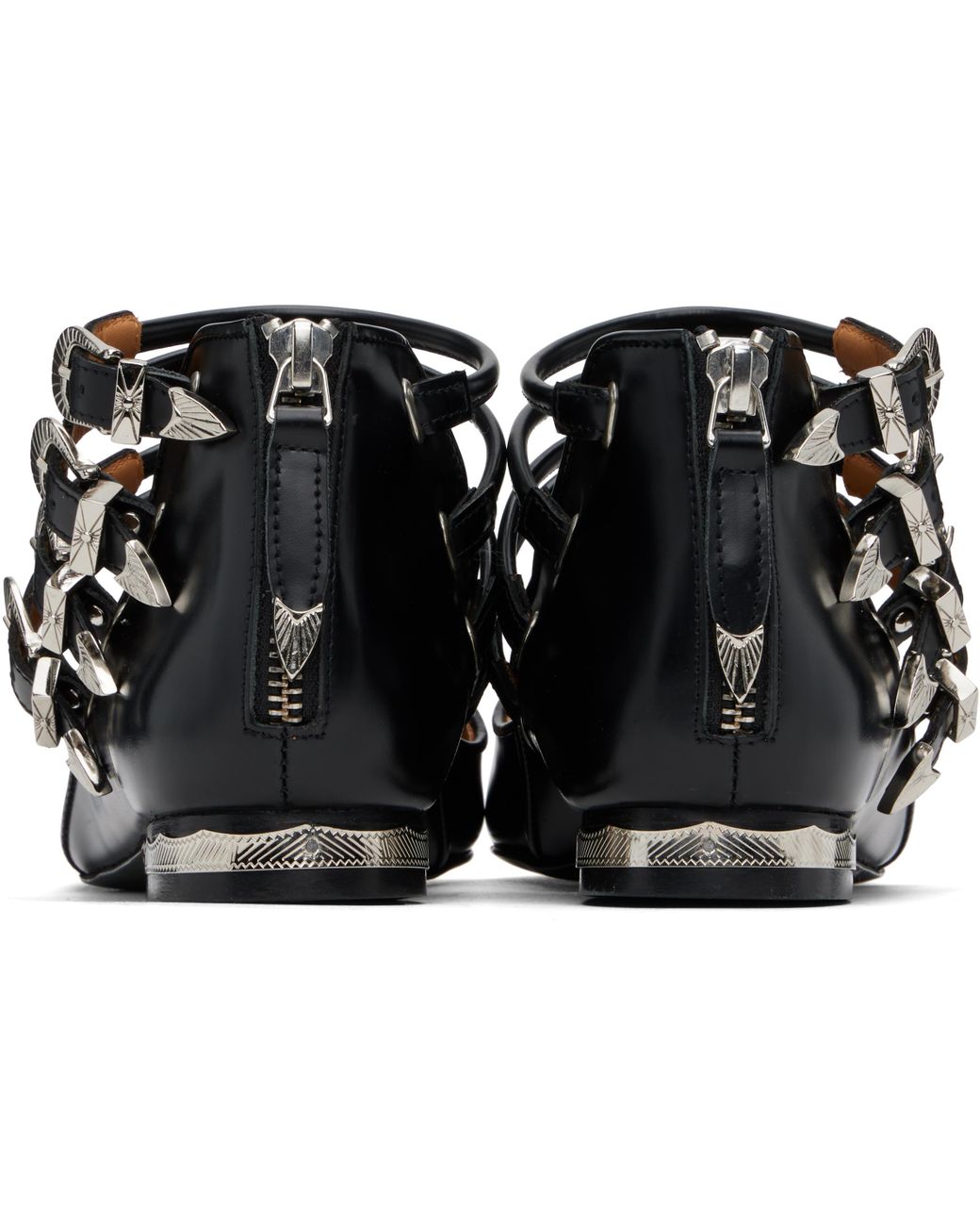 Toga Black Polido Multi Strap Ballerina Flats