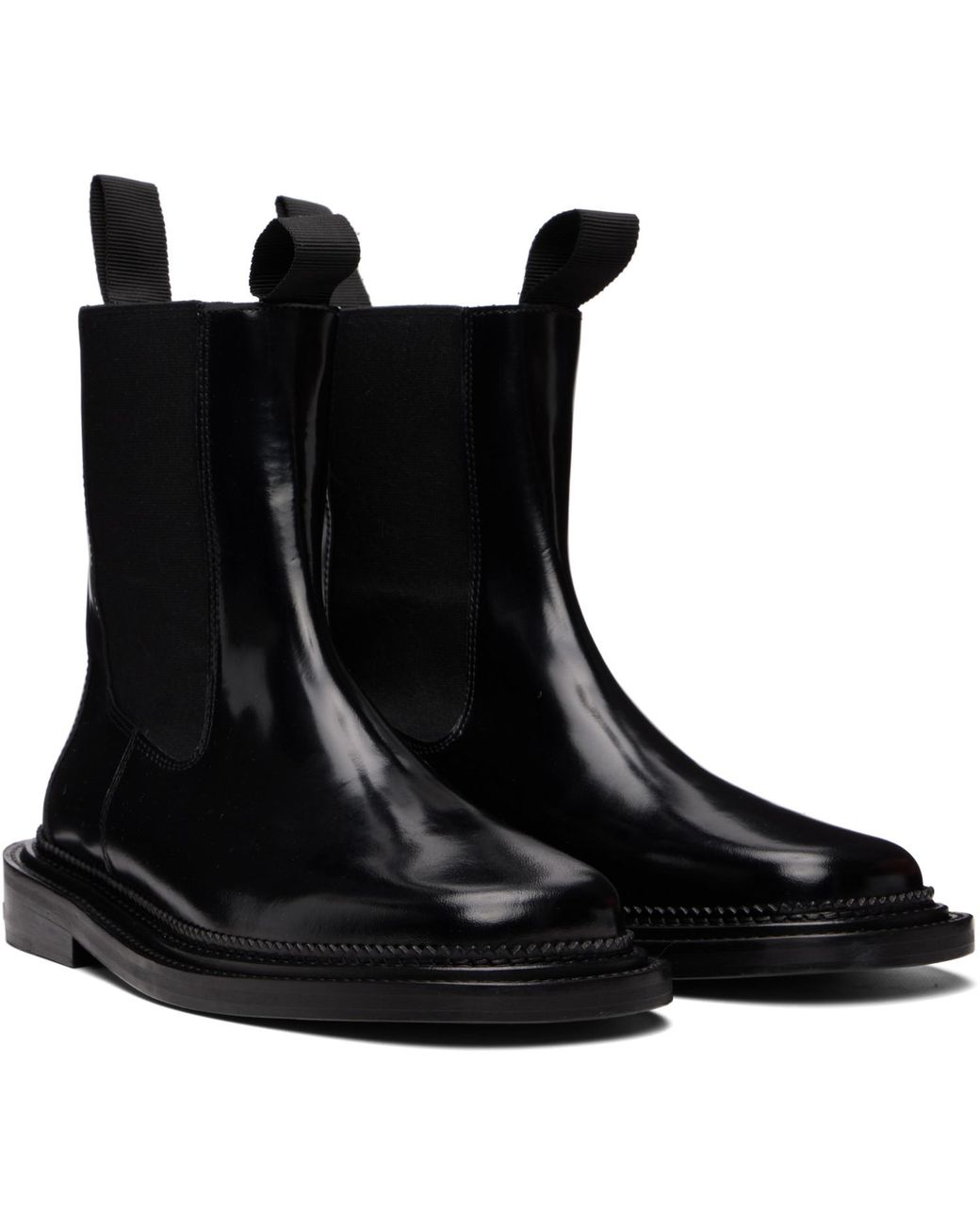 Toga Virilis Black Leather Chelsea Boots for men