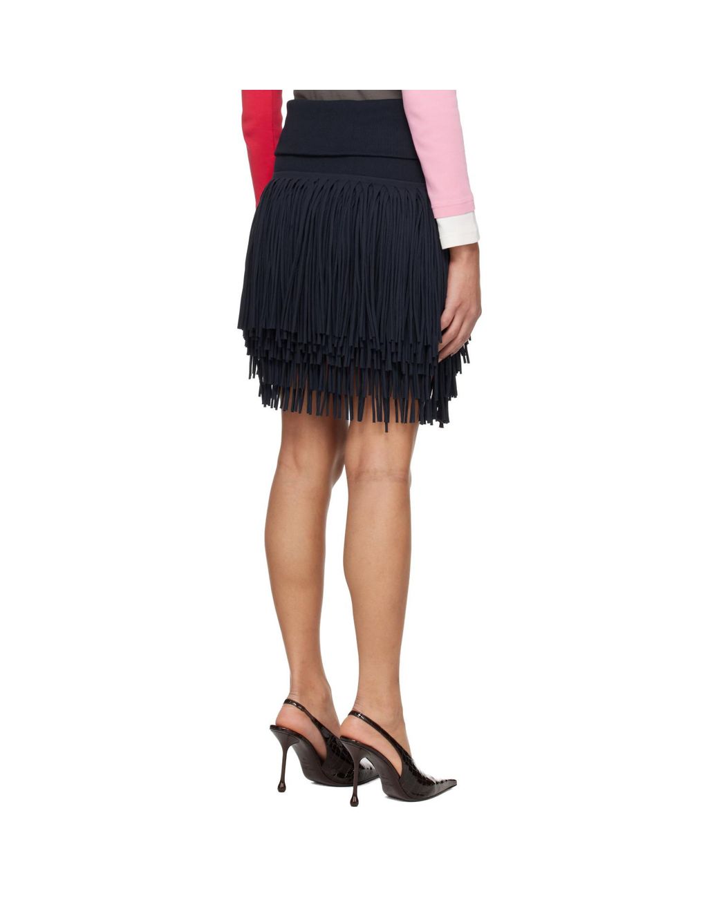 Abra Black Fringed Miniskirt