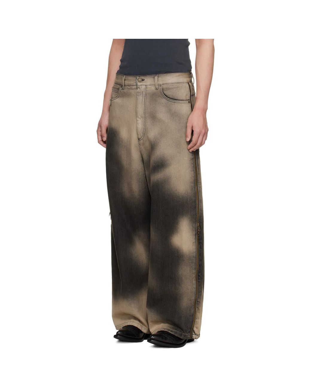 Lu'u Dan Black Side Zip Jeans for men