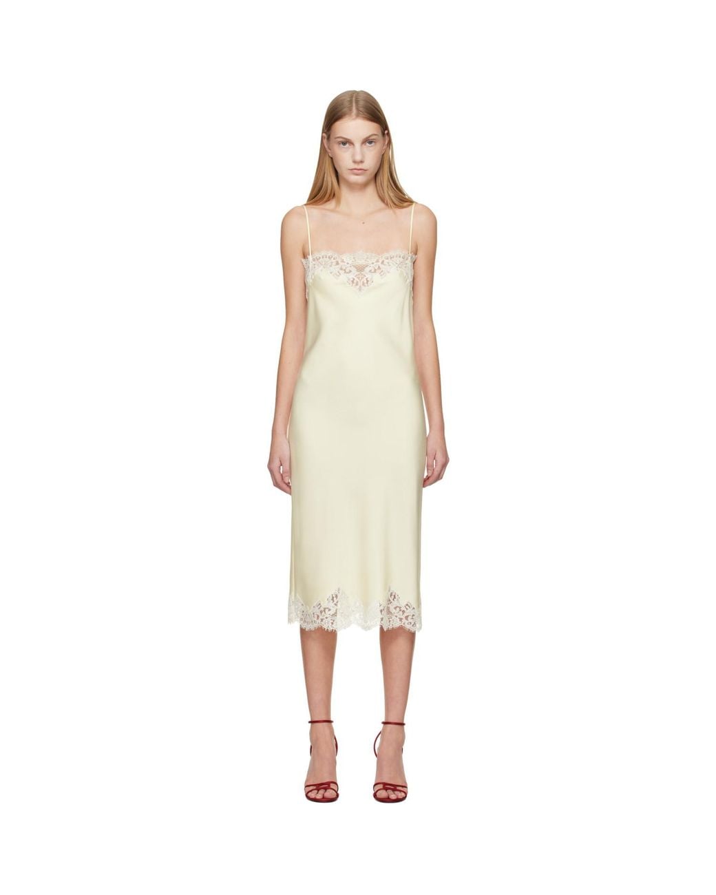 Stella McCartney Black Off- Sleeveless Lace Satin Midi Dress