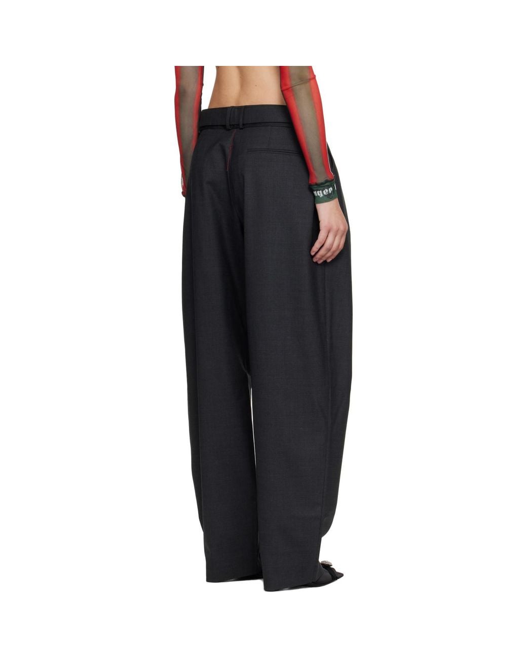 OTTOLINGER Black Strapped Baggy Suit Trousers