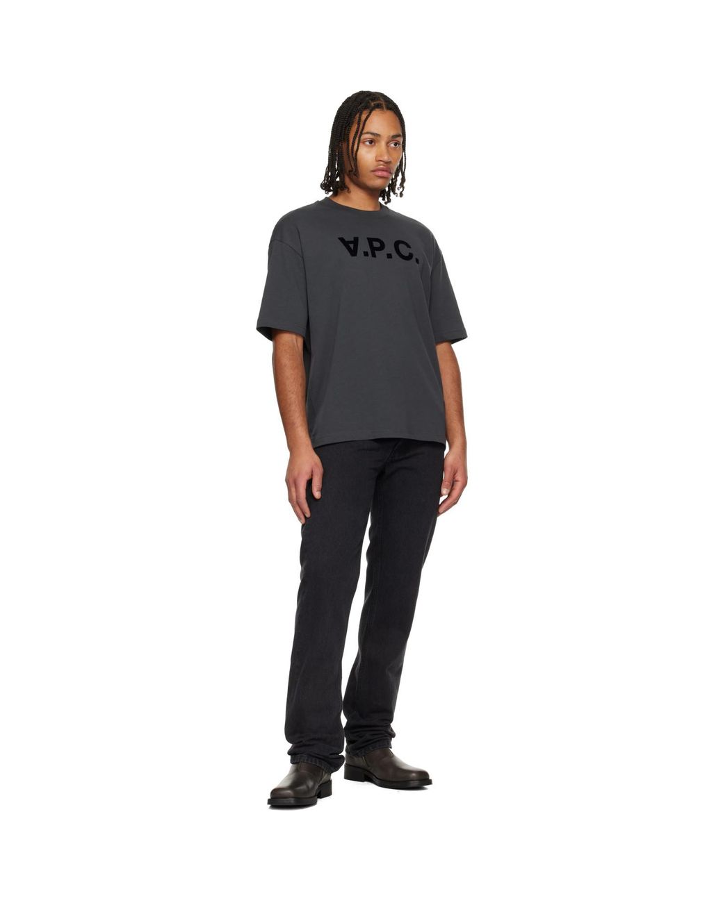A.P.C. Black Flocked T-Shirt for men