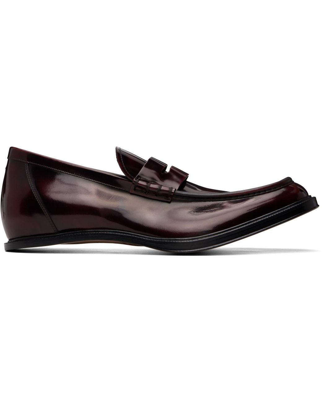 Maison Margiela Black Burgundy Heel-Less Loafers for men