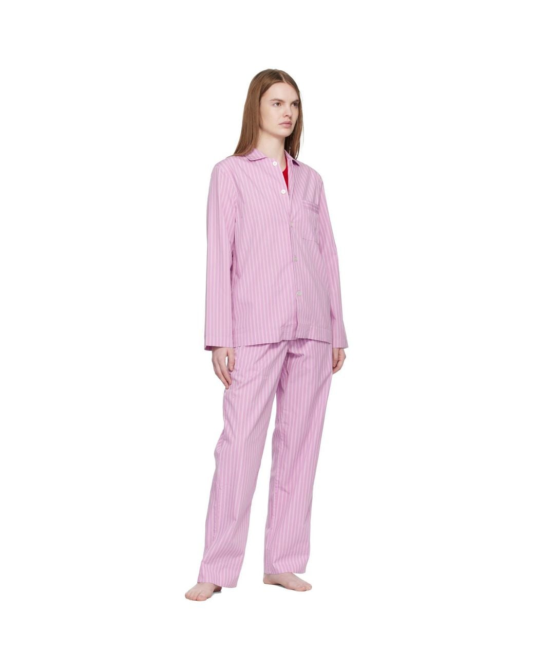 Tekla Pink Long-sleeved Pyjama Shirt