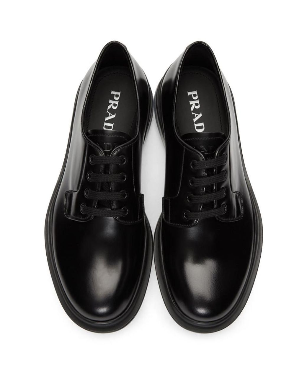 Prada Levitate Brushed Leather Derby Shoes in Black for Men  display picture 1