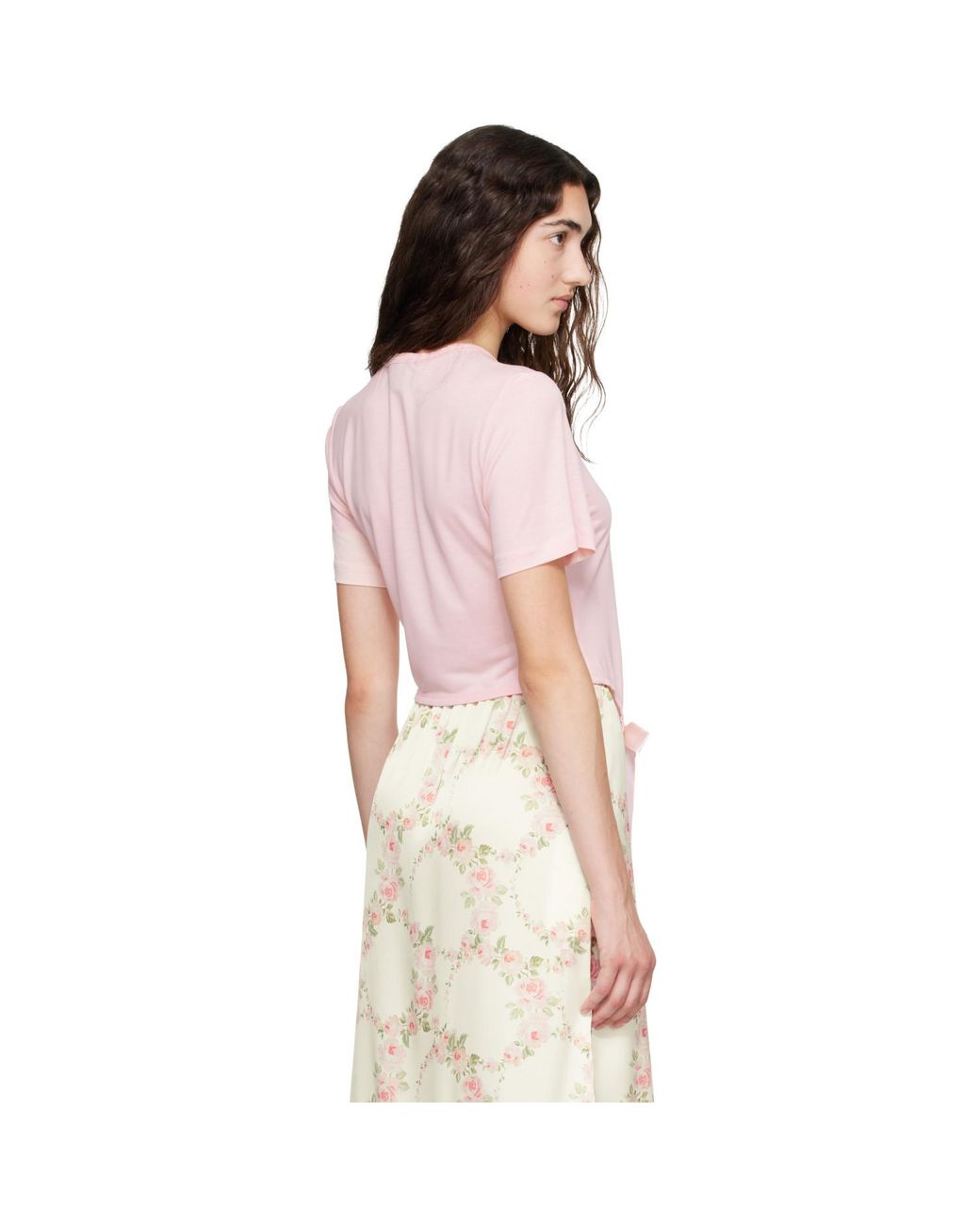 Simone Rocha Pink Bow Tail Easy T-Shirt