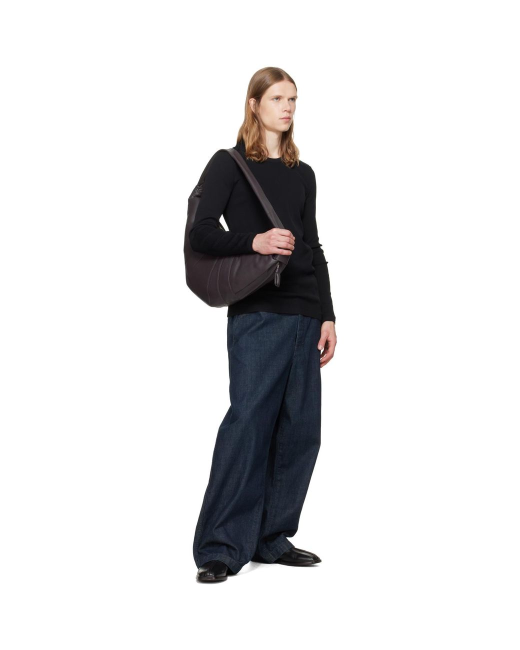 Lemaire Black Large Croissant Bag for men