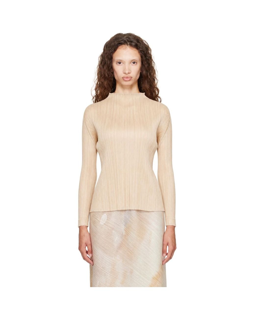 Pleats Please Issey Miyake Natural Monthly Colors October Turtleneck Top