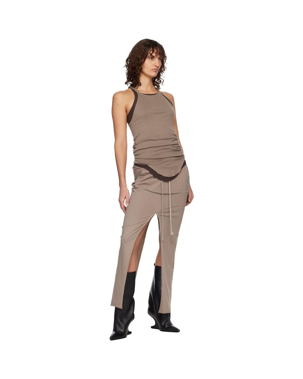 Rick Owens Multicolor Temple Pull On Sliced Pillar Maxi Skirt