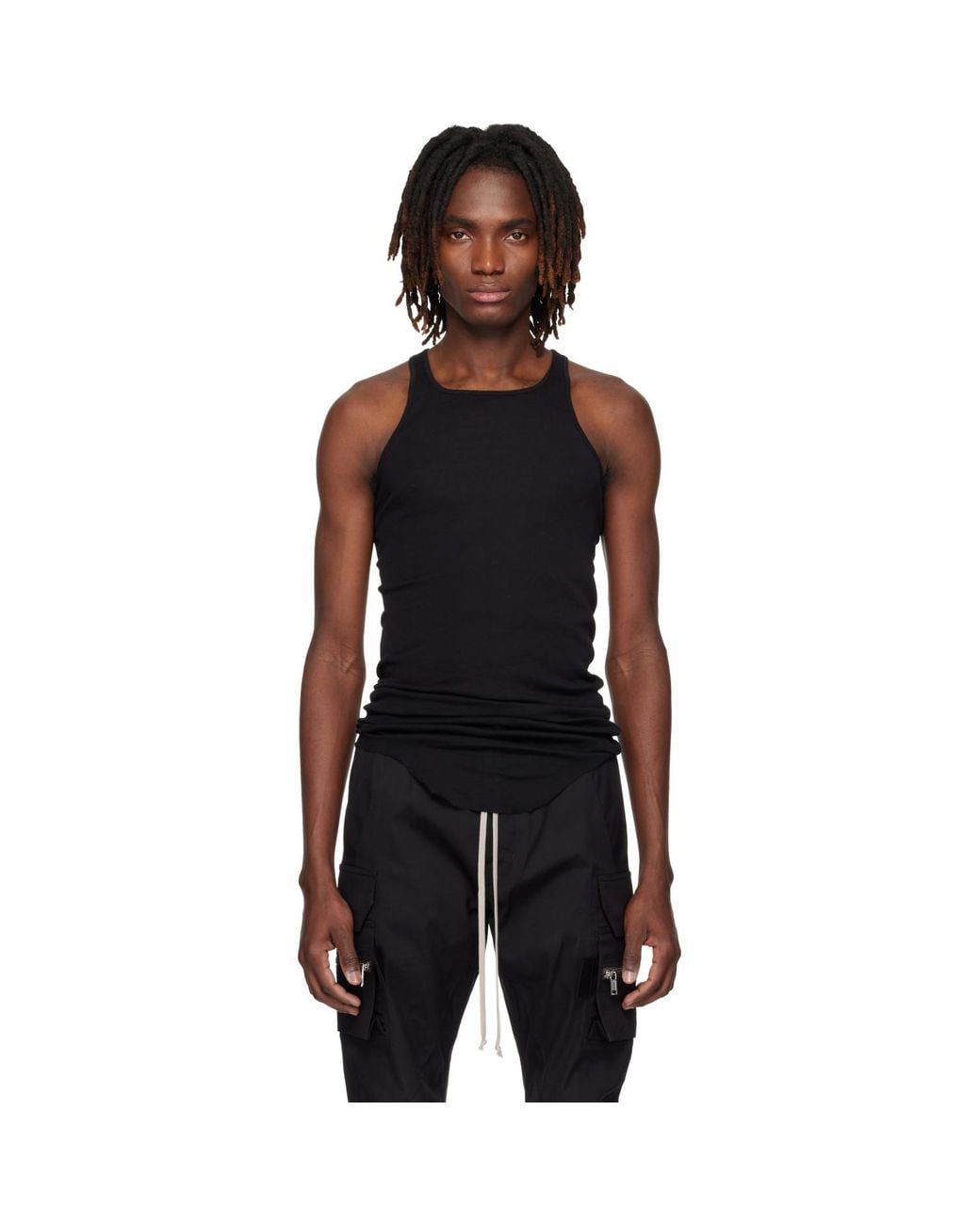 Rick Owens Black Temple Basic Rib Tank Top for men