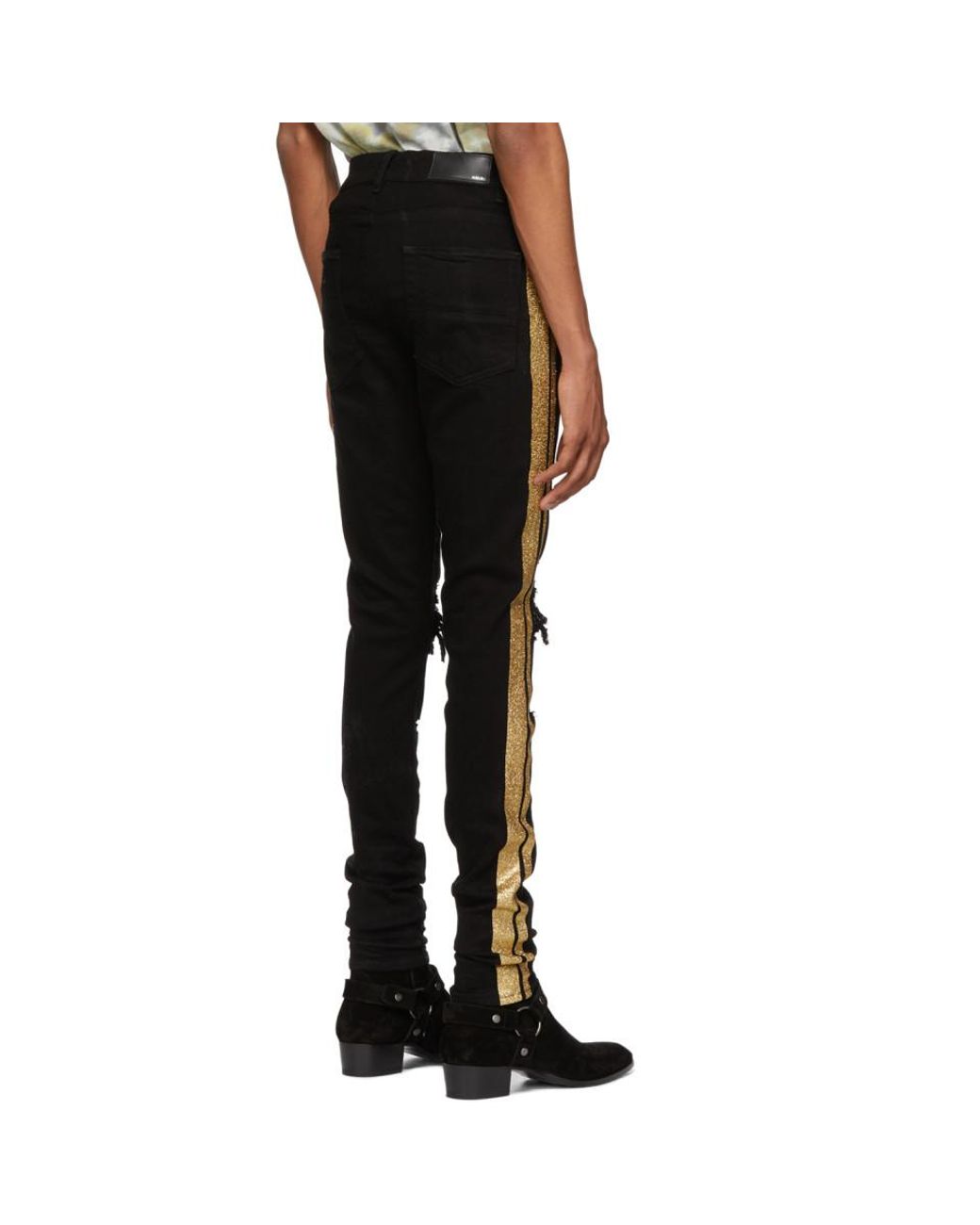 Amiri Black And Gold Glitter Track Jeans for Men Lyst