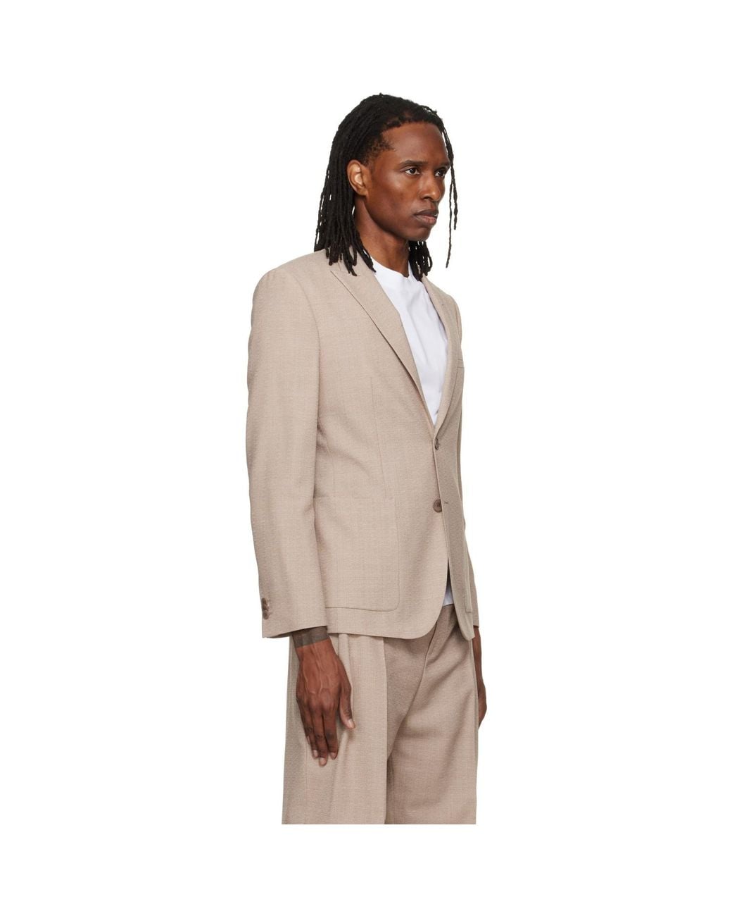 HUGO Brown Peaked Lapel Blazer for men