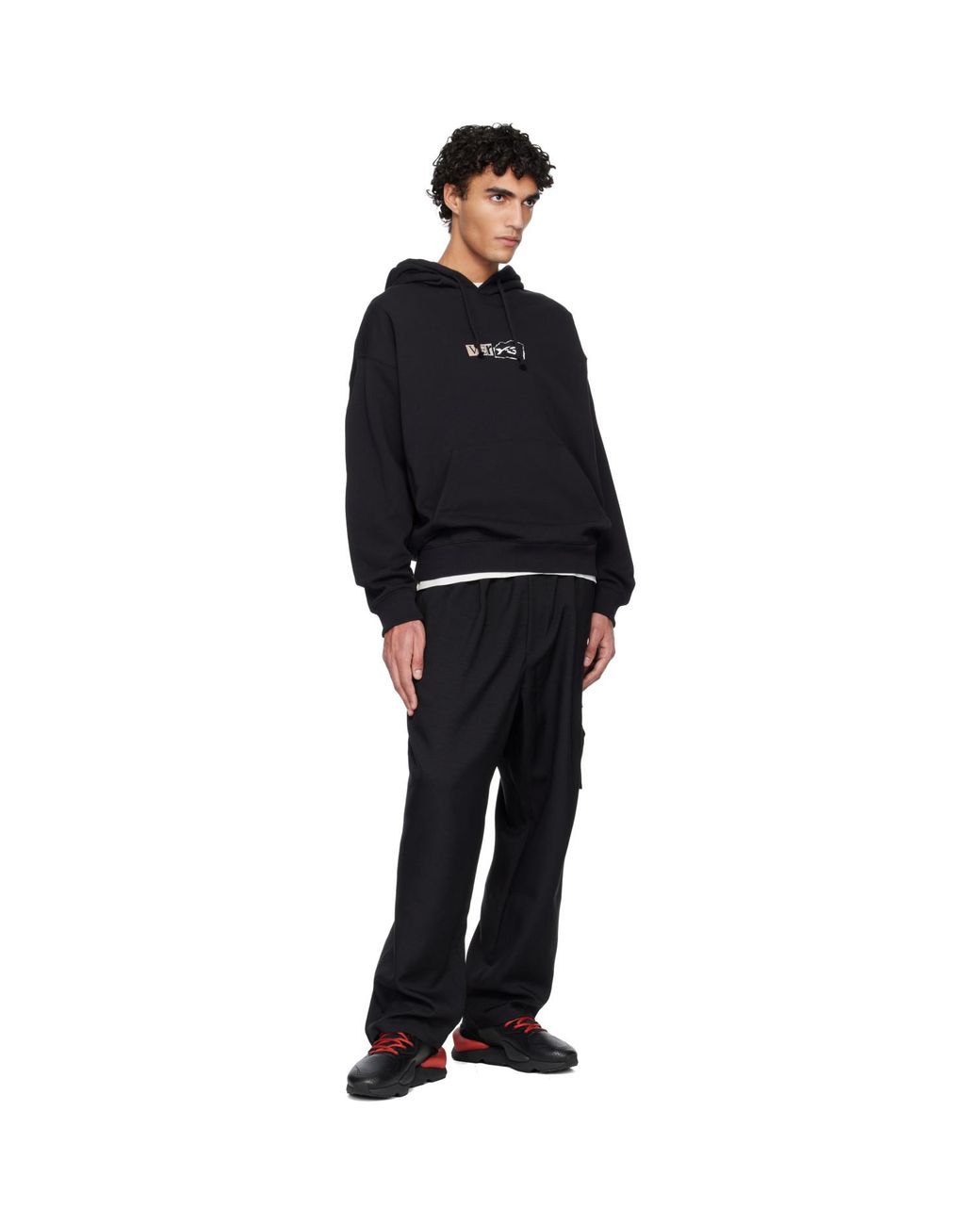 Y-3 Black Brushed Terry Gfx Hoodie for men