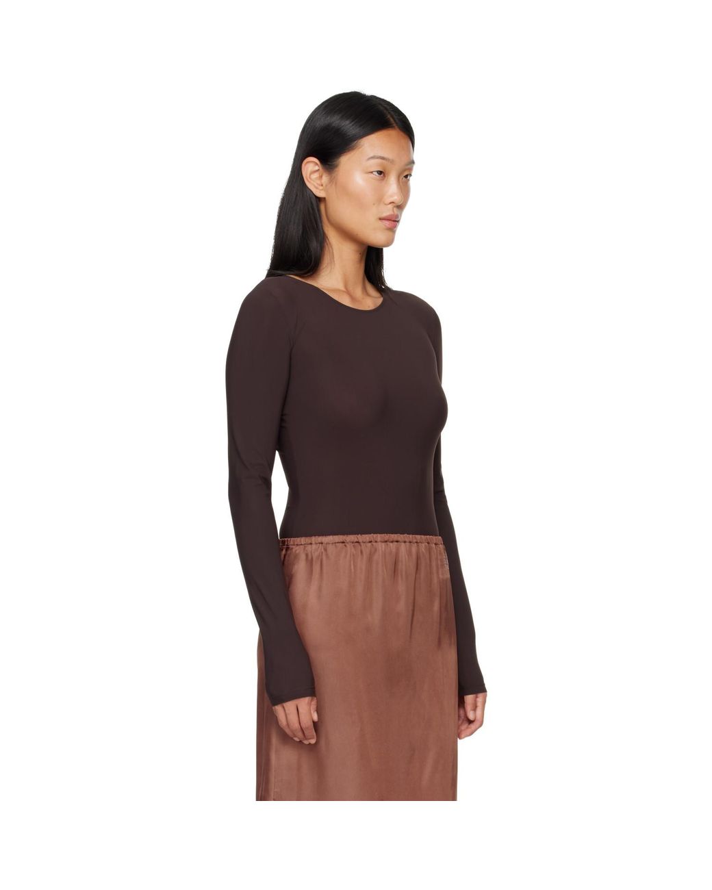 MM6 by Maison Margiela Brown Lycra Jersey Bodysuit