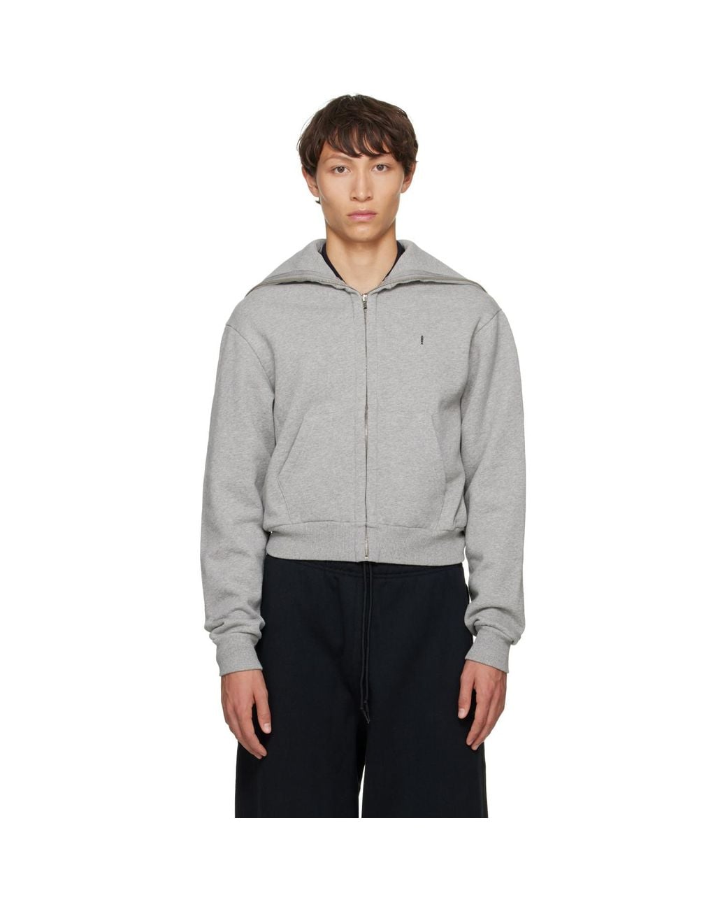 Abra Gray Zipped Up Neck Sweater for men